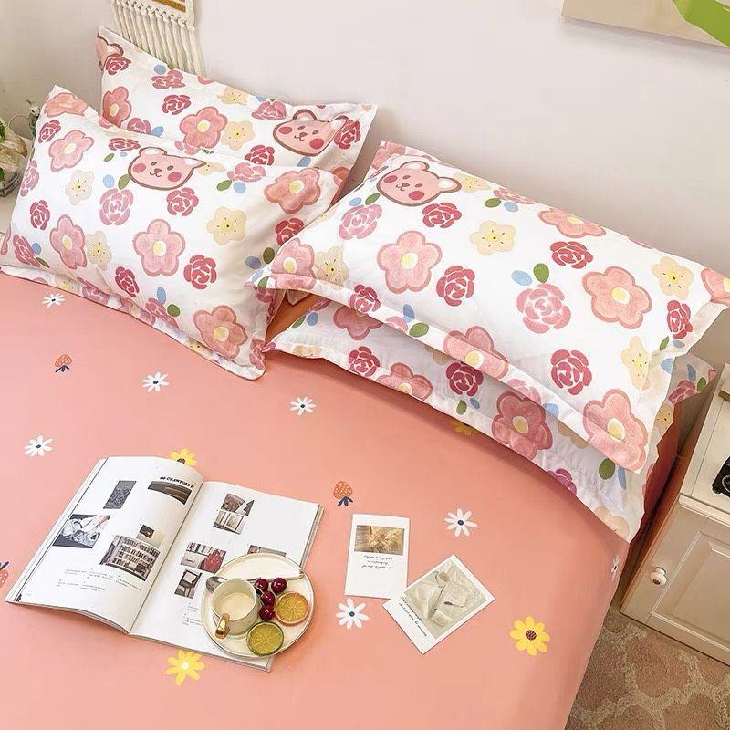 Bộ vỏ chăn ga gối shopquy cotton poly mẫu mới Gấu Xanh Đáng Yêu