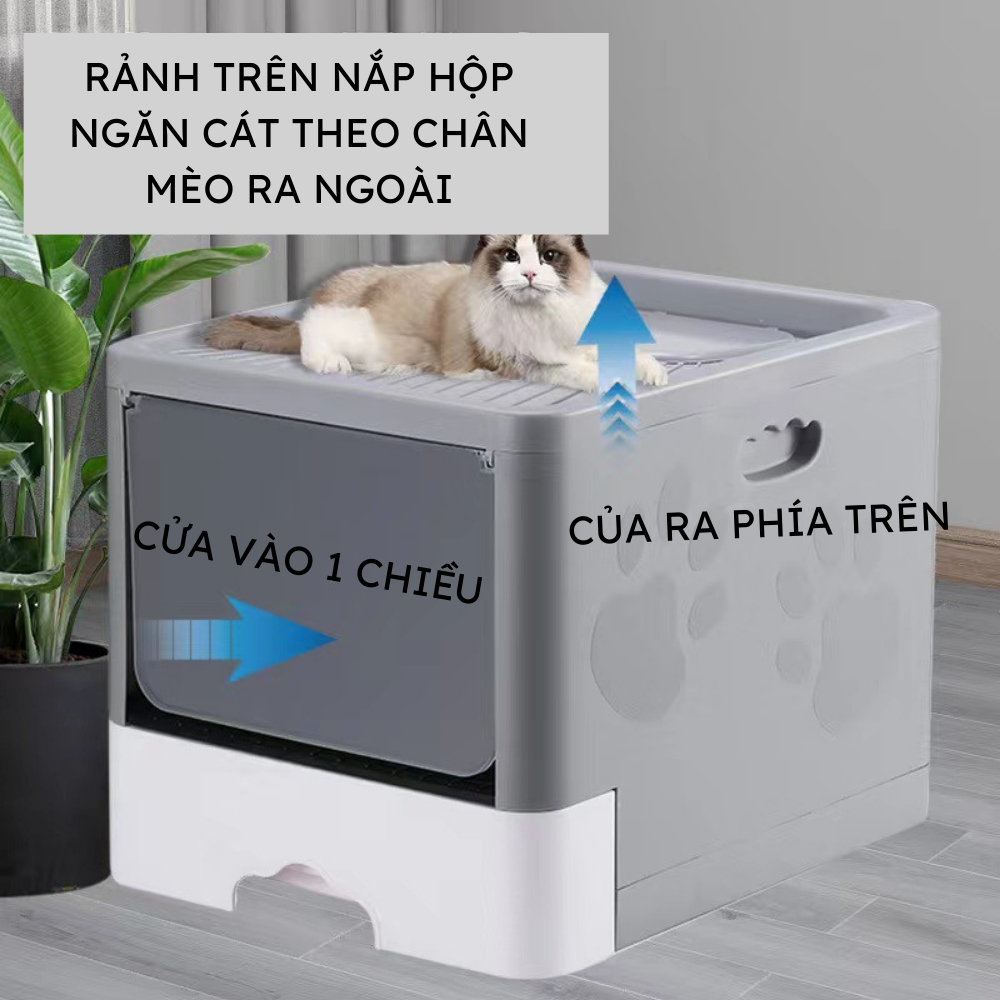 Nhà vệ sinh cho mèo 2 cửa LunaPet NV05 - Nhà vệ sinh mèo lớn với ngăn kéo kín chống văng cát