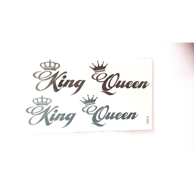 Hình xăm dán chữ kí king &amp; queen 10x6cm
