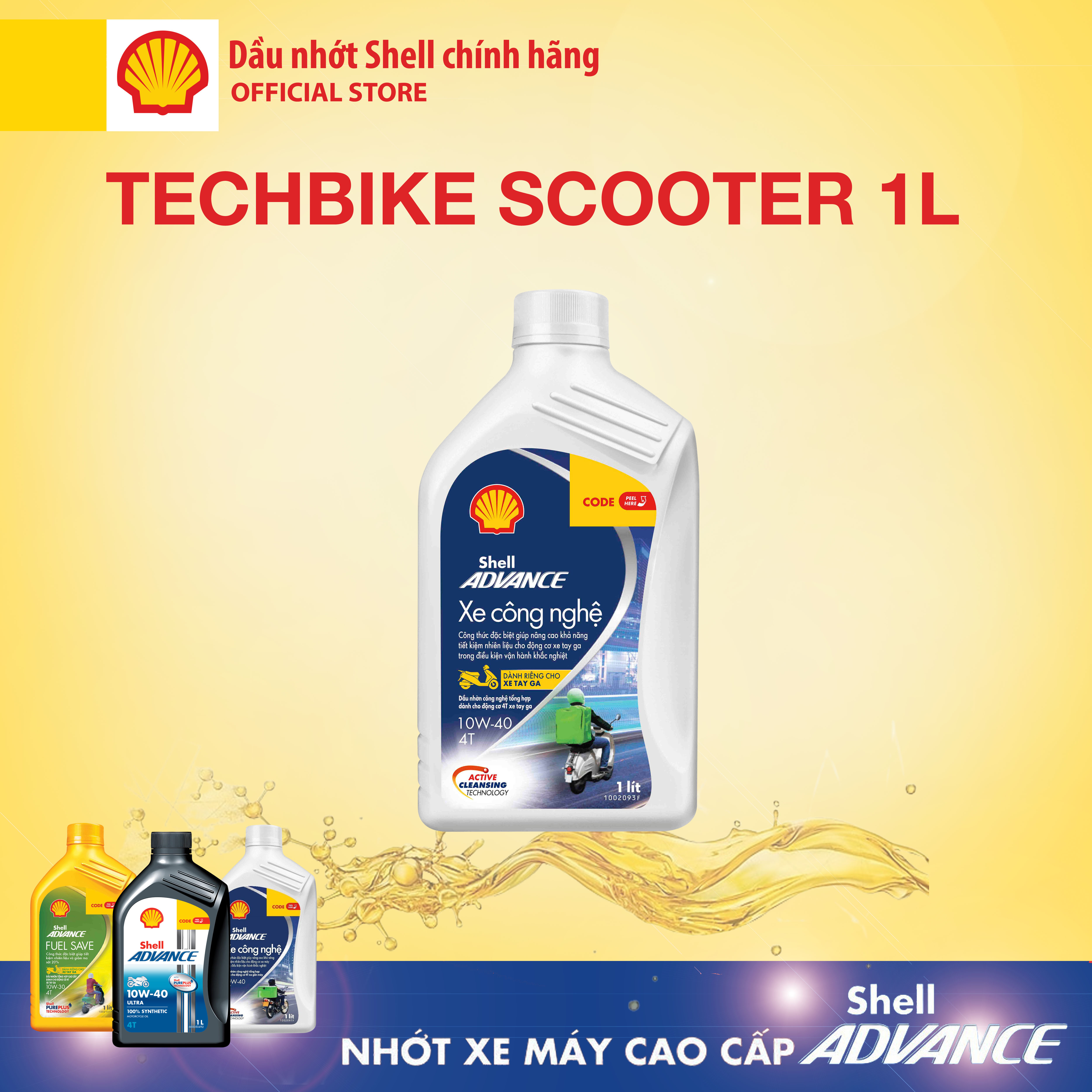 Dầu nhớt 4T Shell Advance TECHBIKE Scooter xe công nghệ 10W40 SN 1L