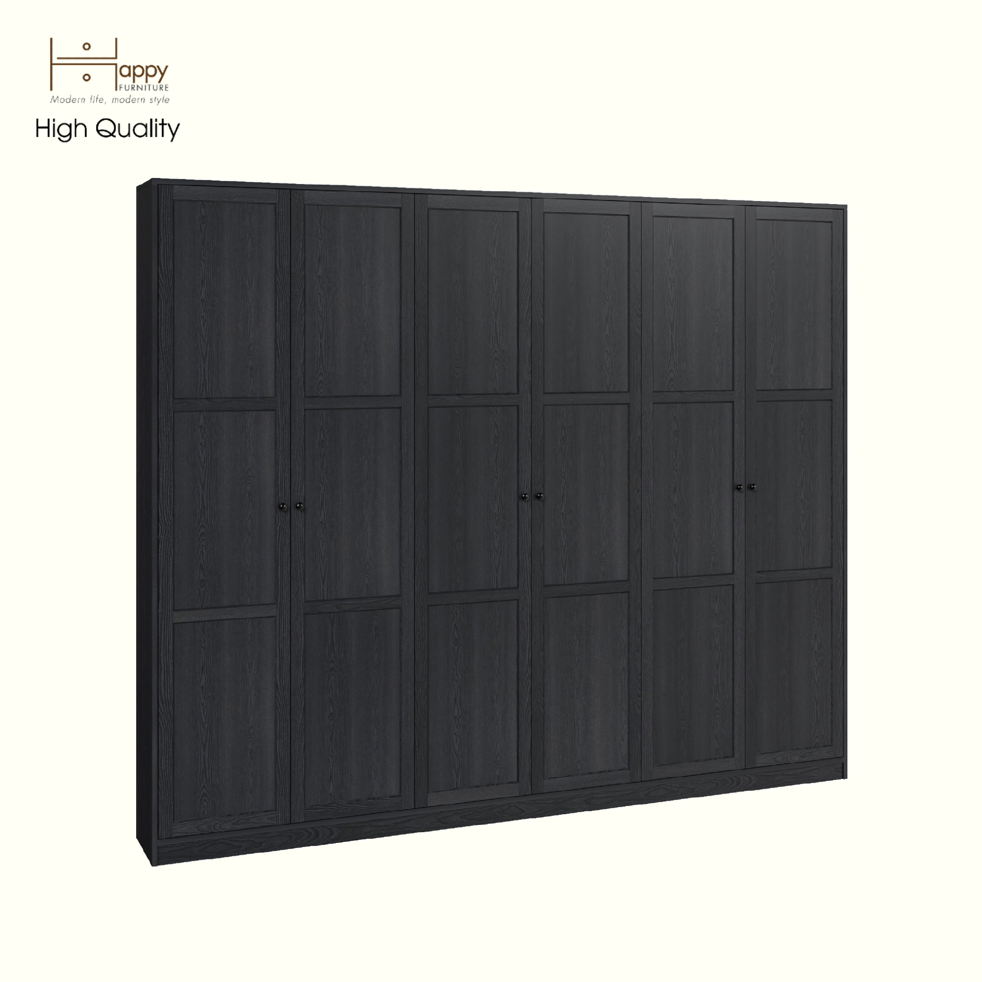 HAPPY FURNITURE , MATTA - Kệ sách 6 tầng 6 cánh mở, KSA_066 , 240cm x 28cm x 200cm DxRxC