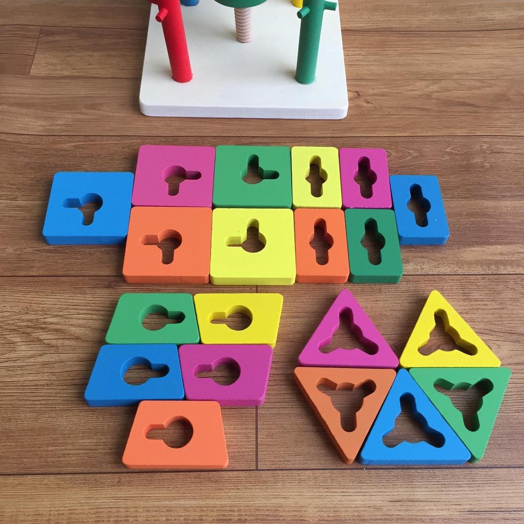 Bộ thả hình khối ZICZAC 5 cọc giúp bé phát triển tư duy - Đồ chơi gỗ thông minh cho bé