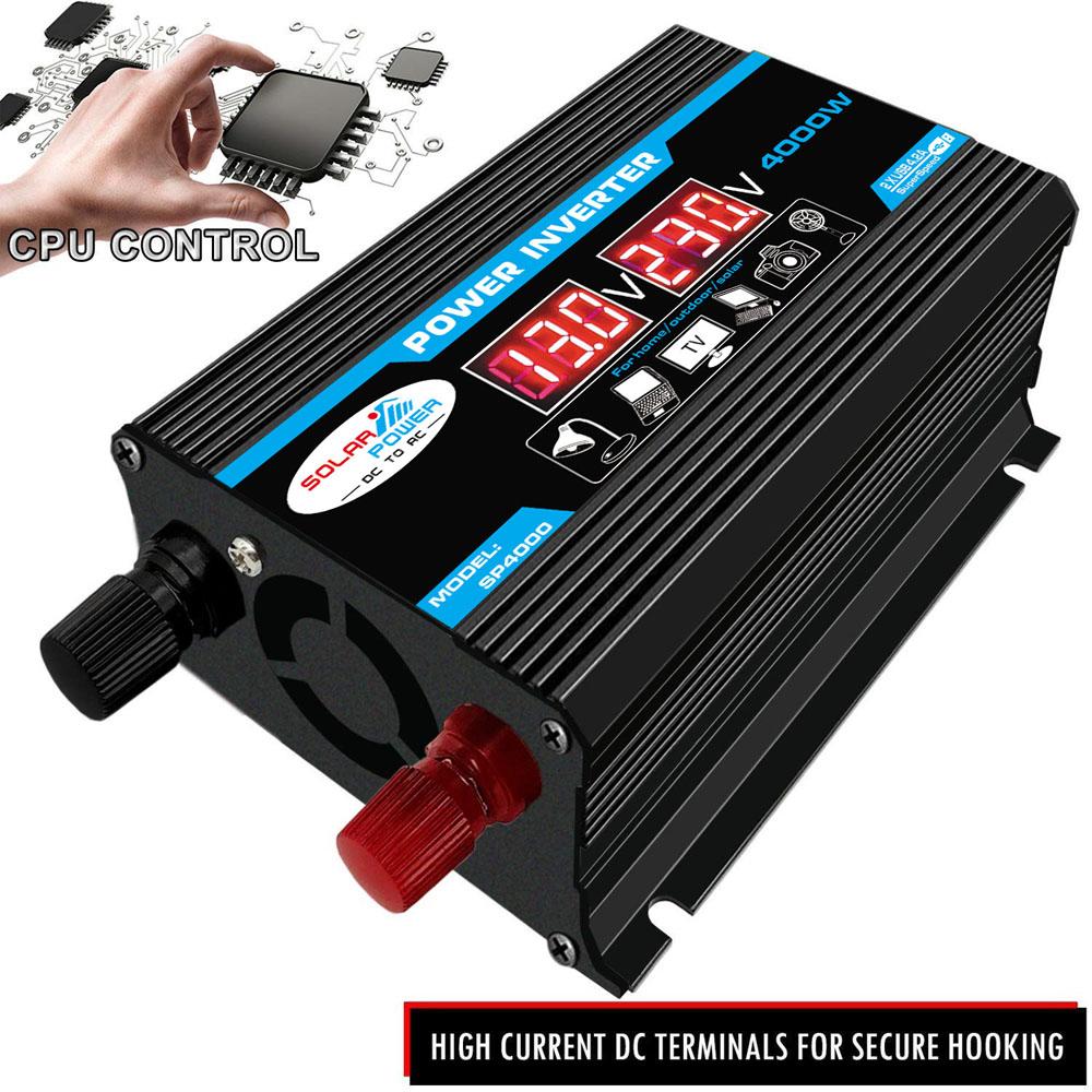 4000W Intelligent Digital Car Inverter 2 USB Output Ports Modified Sine-wave Converter with LED Display