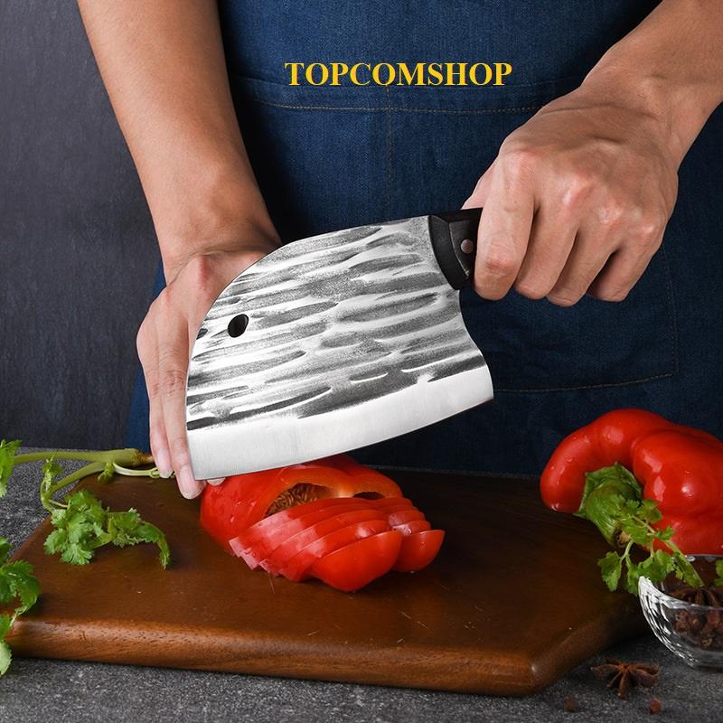 Dao bếp thái chặt gà vịt không rỉ , mặt dao dập chìm hoa văn phong thủy, giữ sắc bền -TOPCOMSHOP - TR5