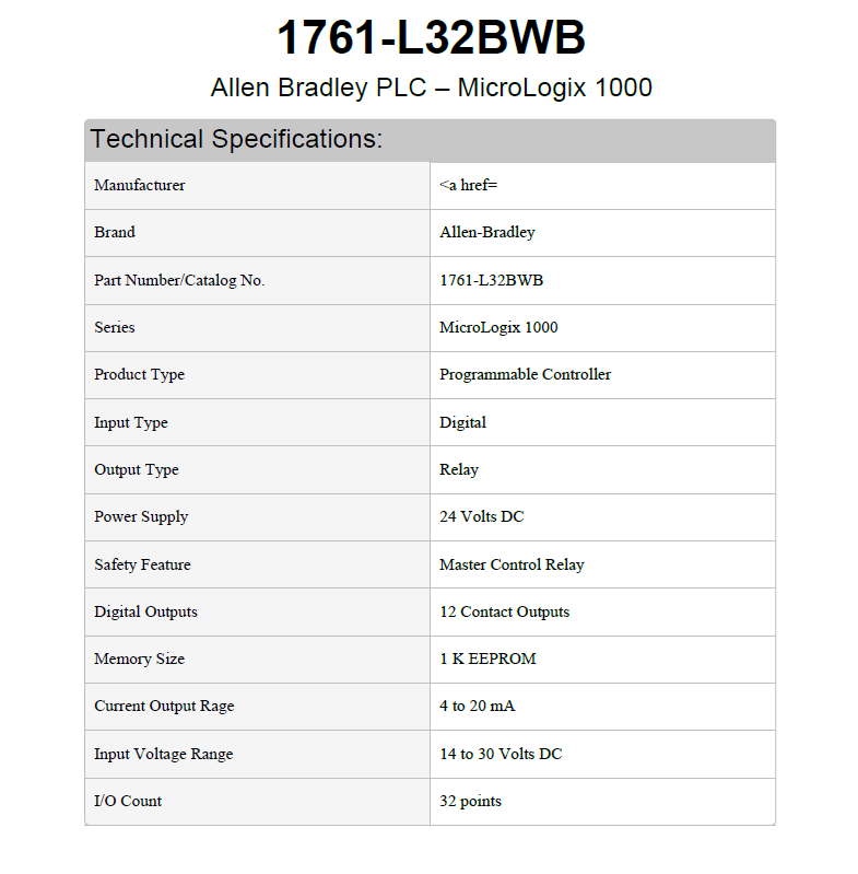 PLC Allen Bradley 1761-L32BWB | Hàng Chính Hãng