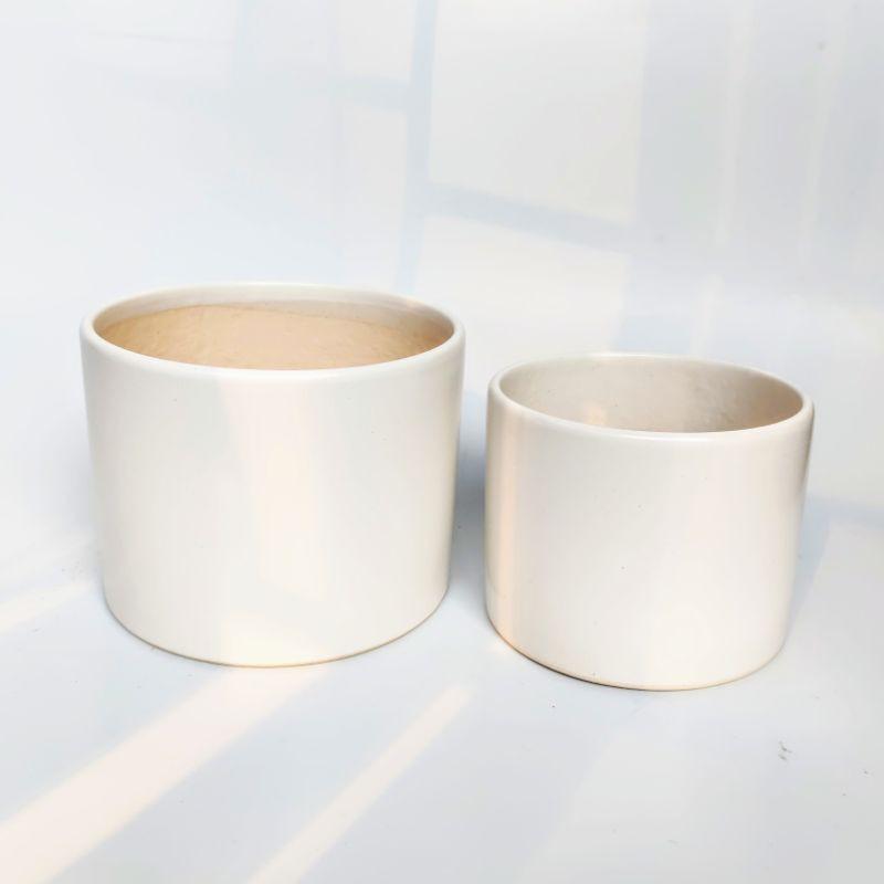 Chậu sứ trồng cây hình trụ trơn, men lạnh, nhiều màu sắc