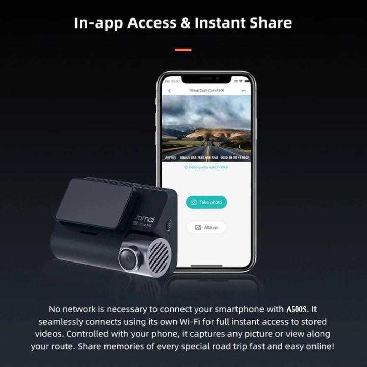 Bộ Camera hành trình ô tô Xiaomi 70mai, bản Quốc Tế cao cấp A500S - Hàng Nhập Khẩu