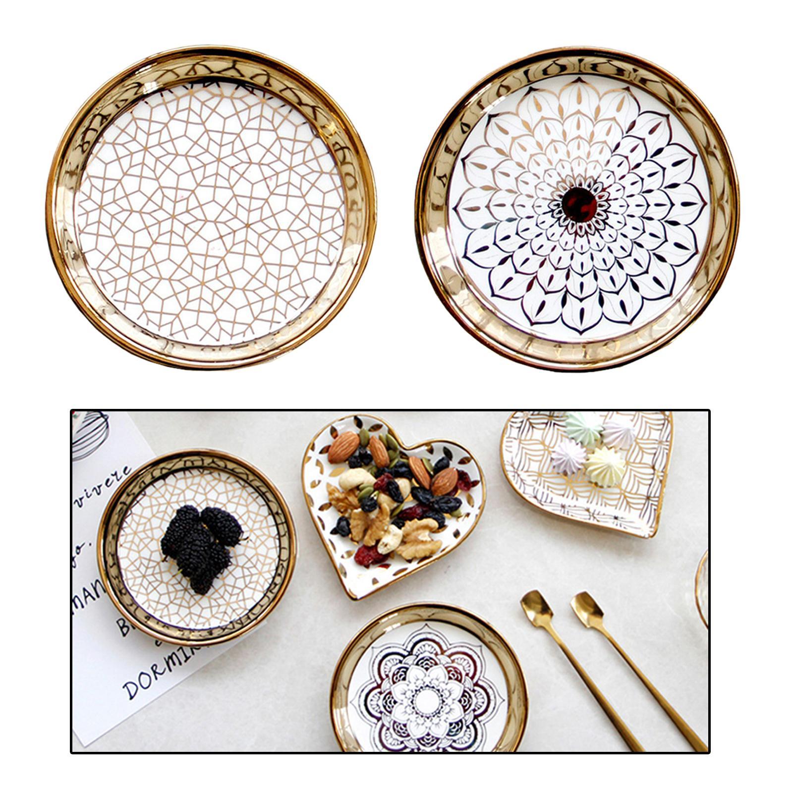 2Pcs Ceramic Dish Plate Jewelry Tray Kitchen Tableware Dish for Earrings