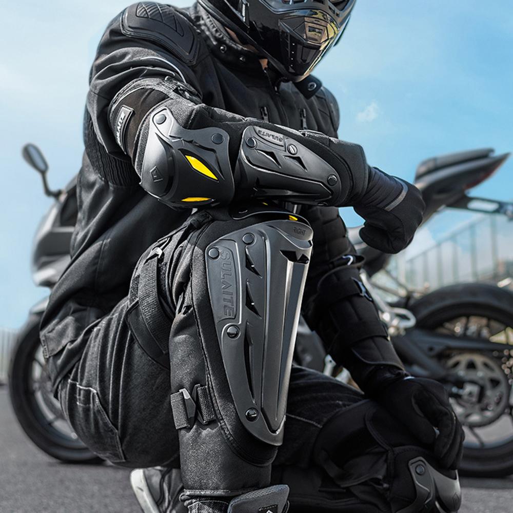 SULAITE Motorcycle Knee Pads Elbow Pads Set Anti-Slip Windproof Elbow Knee Guards Protection Armor for Cycling Racing Motorcross Protective Gear