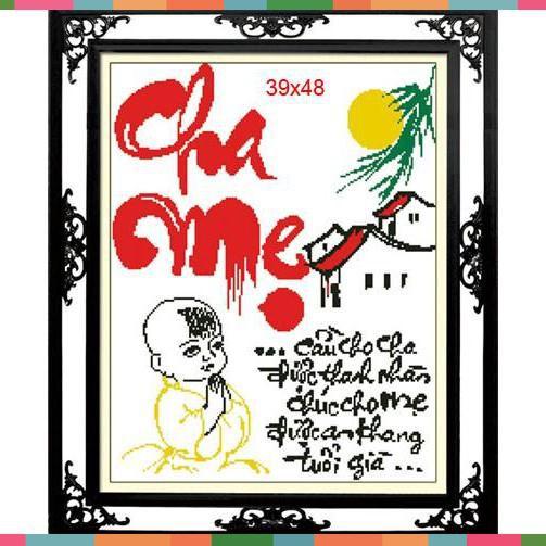 Tranh thêu chữ thập chưa thêu Cầu Cho Cha Được Thanh Nhàn 222691