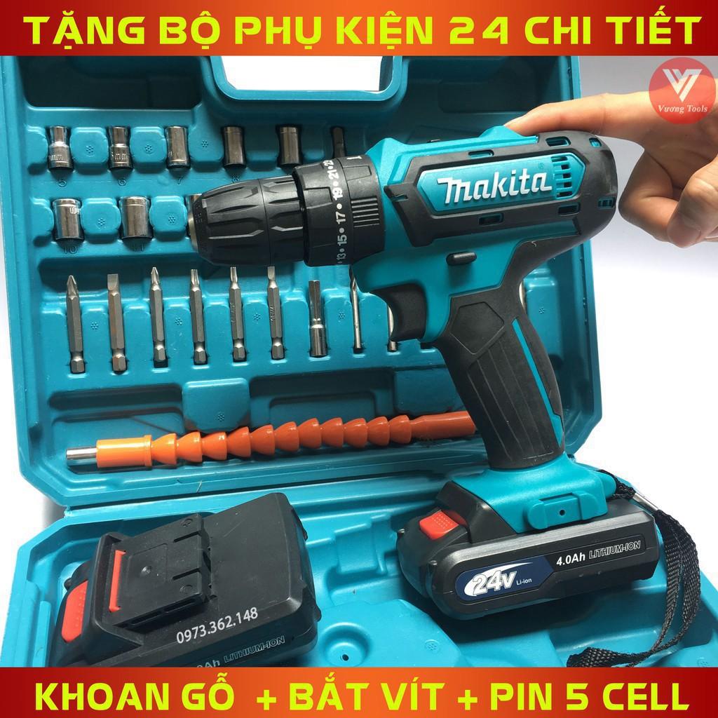 Máy Khoan Pin MAKITA 24V Có Búa, Khoan bắt vít cầm tay 27 phụ kiện