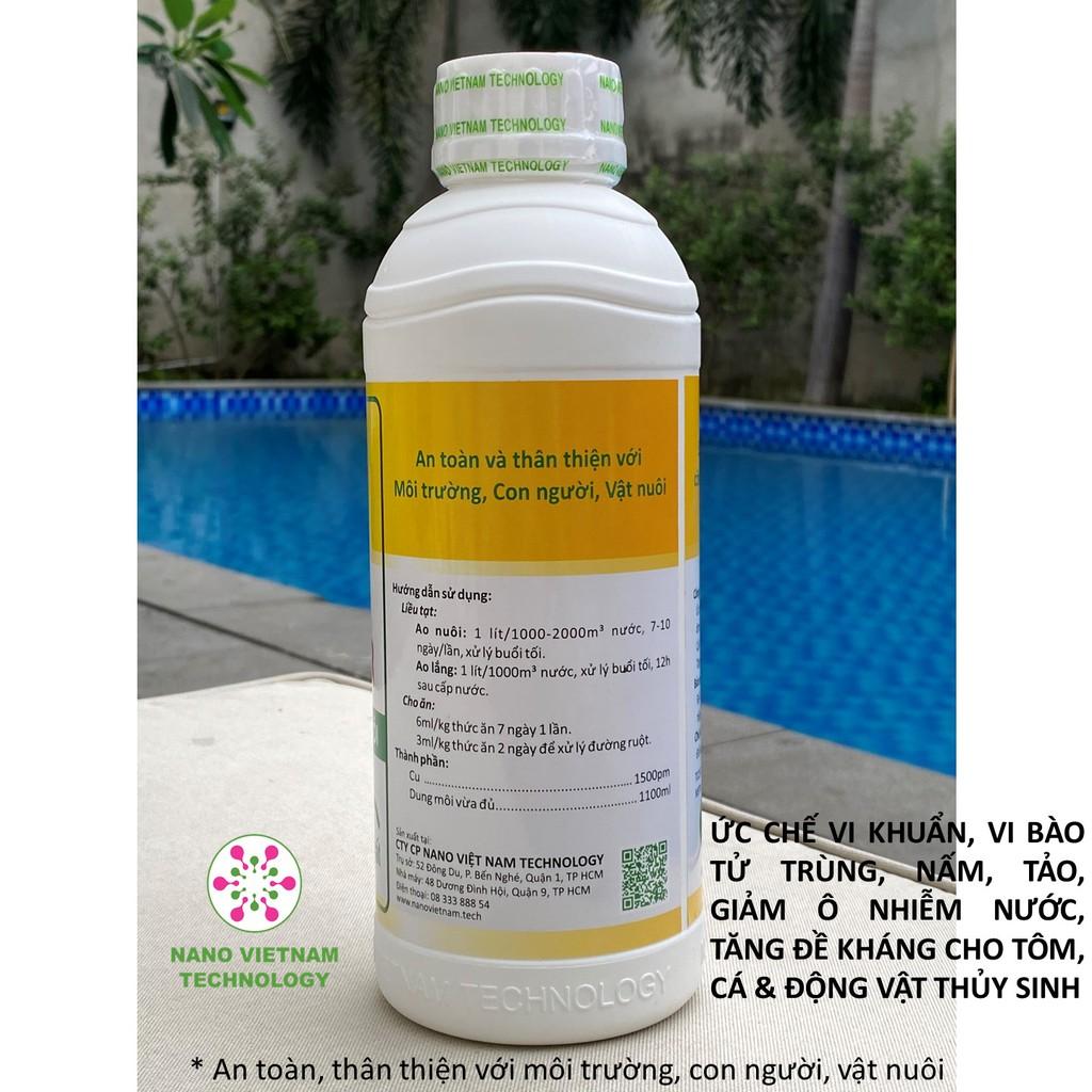 Nano copper 100% nguyên chất nano đồng Nano Vietnam Tech cho tôm, cá và động vật thủy sinh 1100ML