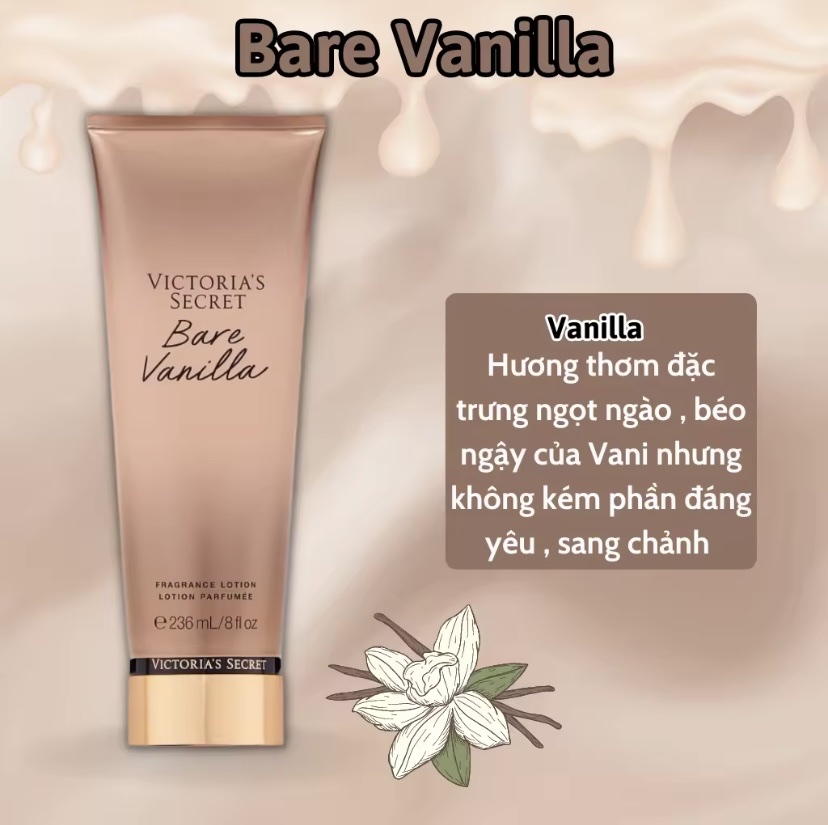 Victoria Secret Bare Vanilla Chính Hãng - Body Mist Victoria Secret Bare Vanilla 250ml & Lotion Victoria Secret Bare Vanilla Chính Hãng 236ml