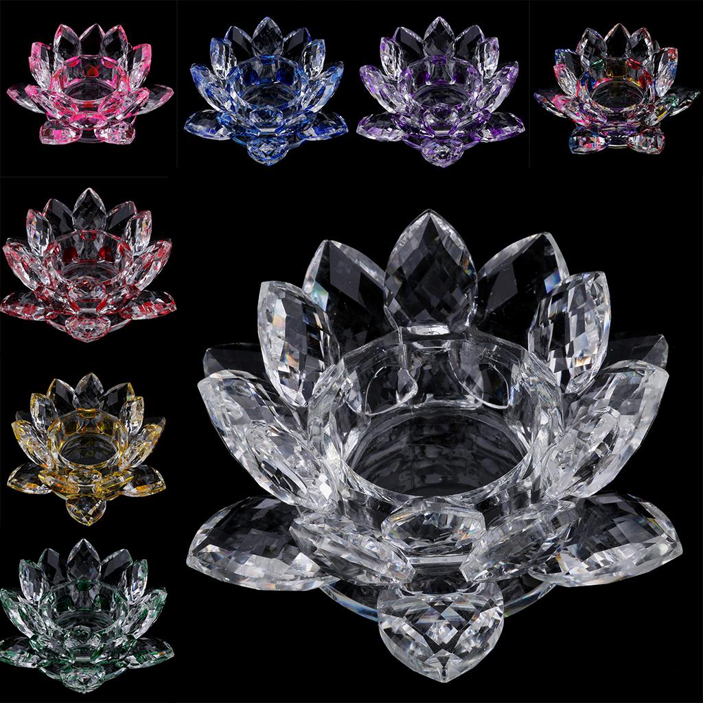 WHITE CRYSTAL LOTUS FLOWERS ORNAMENT WITH GIFT BOX CRAFT HOME DECORS 12CM