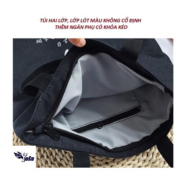 Túi Tote Vải Canvas YOLA SHOP, Tui Vải Bố Ulzzang Hàn Quốc, Thời Trang, Xinh Xắn Đi Học Đi Chơi TUIV.001