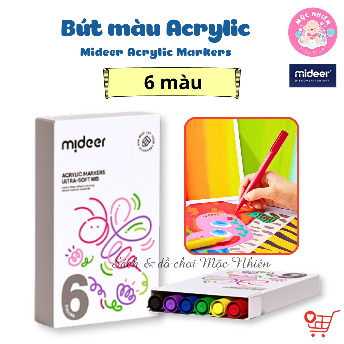 Bút Lông Màu Mực Acrylic An Toàn Vẽ Được Trên Nhiều Vật Liệu - Mideer Acrylic Marker Ultra-soft Nib