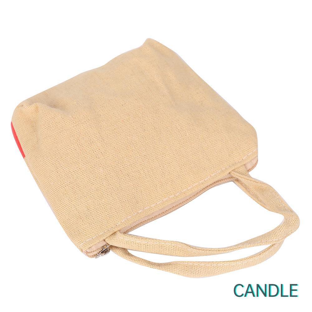 Túi Vải Canvas Khóa Kéo Đựng Tiền Xu Tiện Lợi