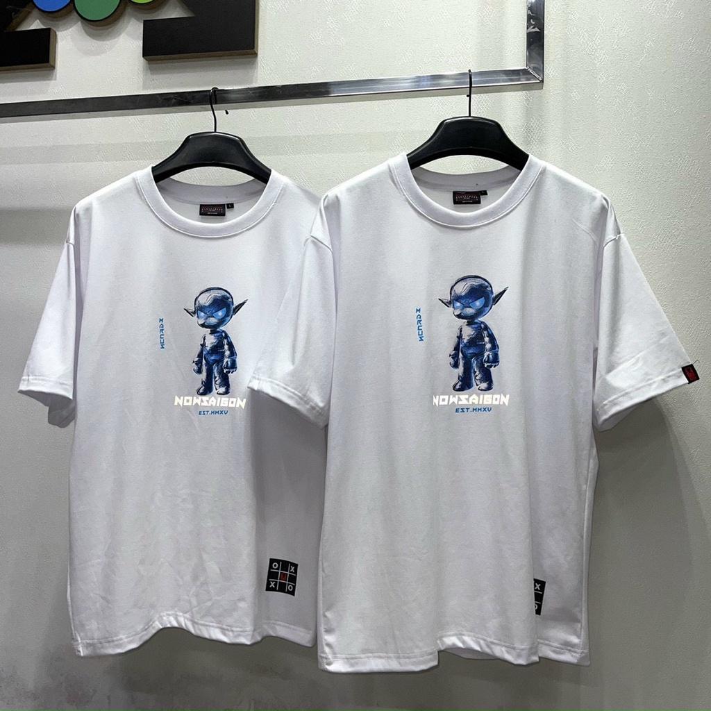 Áo thun unisex tay lỡ Now sài gòn SILVER ROBOT TEE || Hany shop
