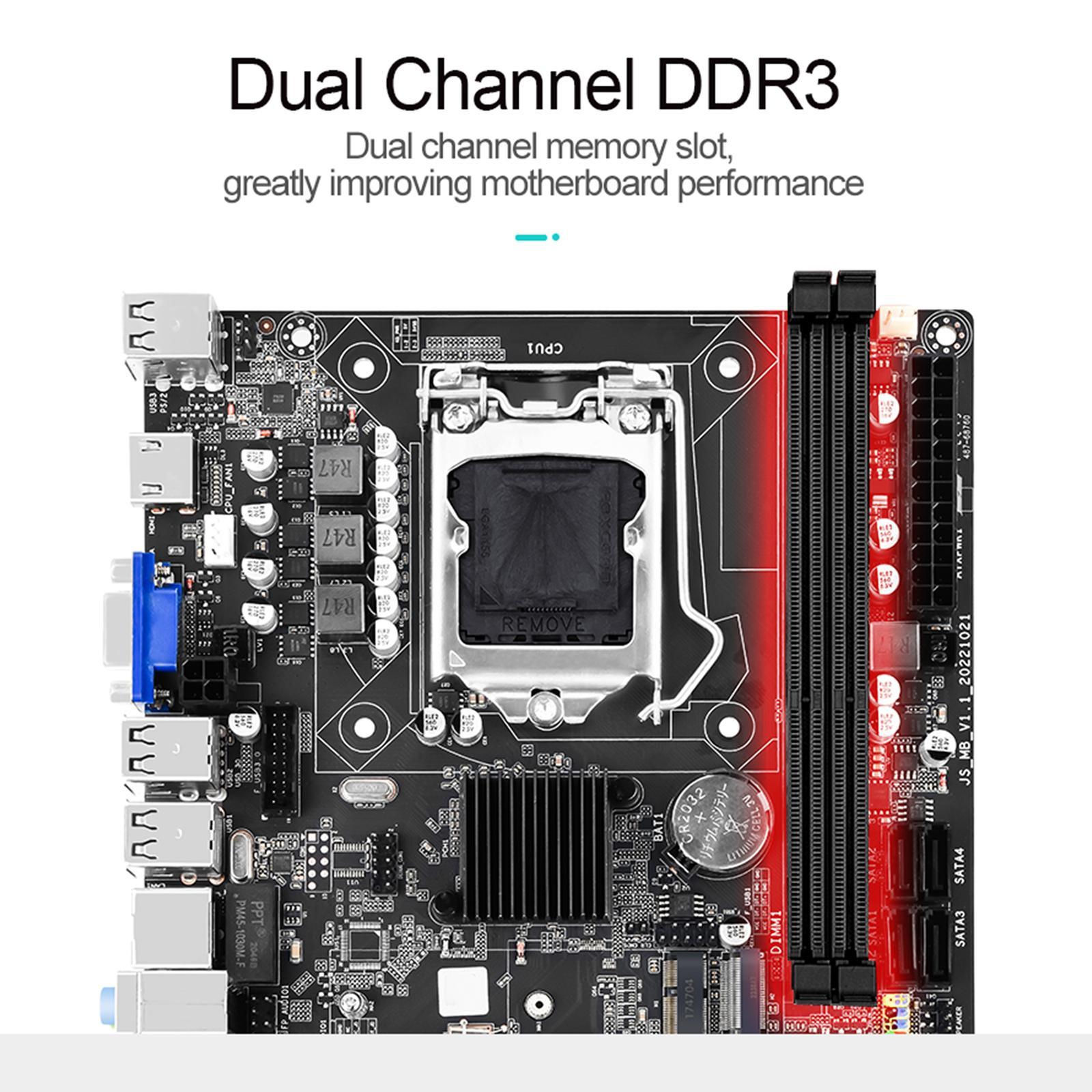 Computer Desktop Motherboard 16G Memory Capacity 2x DDR3 Dual Channel H61S Motherboard