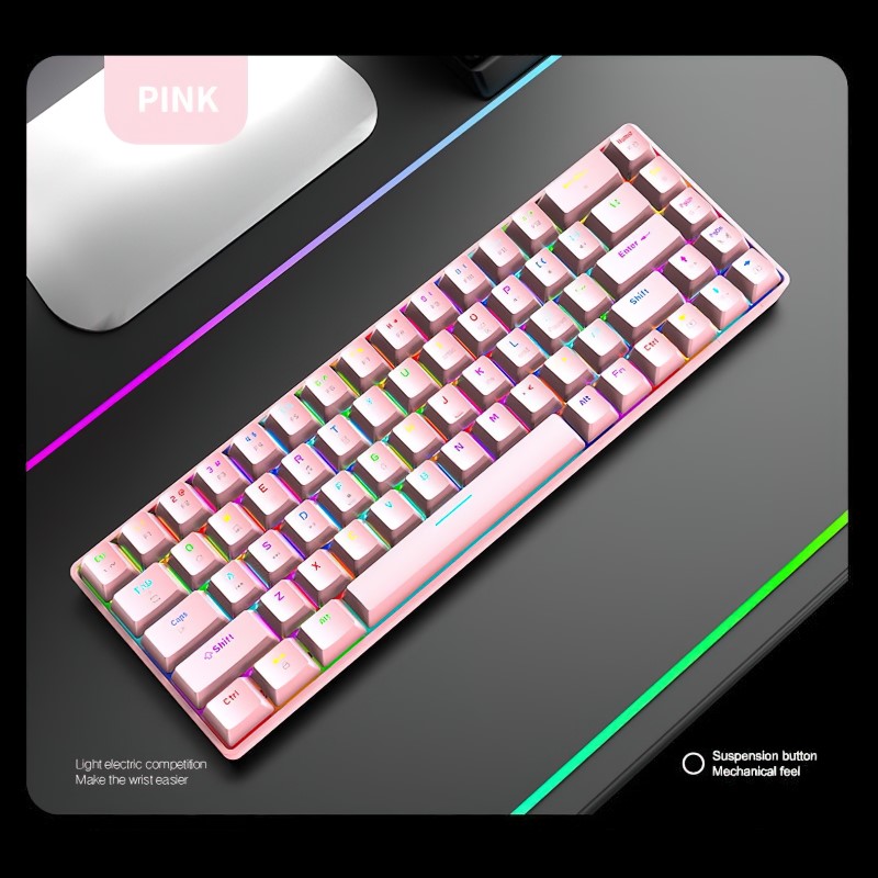 Bàn Phím Cơ Gaming Led RGB T8 Pink mini nhỏ gọn