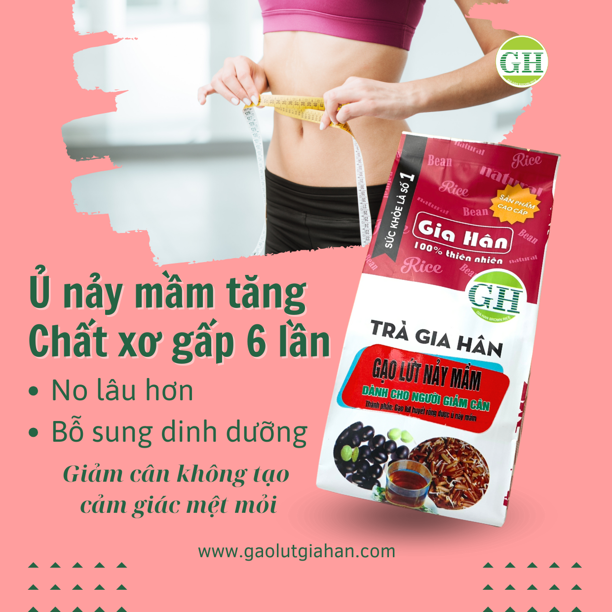 TRÀ GẠO LỨT GIẢM CÂN GIA HÂN , GIẢM MỠ  [ 500G] 100% Thiên nhiên 