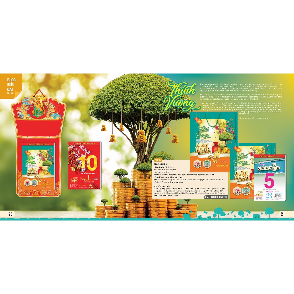 Bloc Lịch Siêu Đại 20 X 30 Cm – Giáp Thìn 2024 – Thịnh Vượng