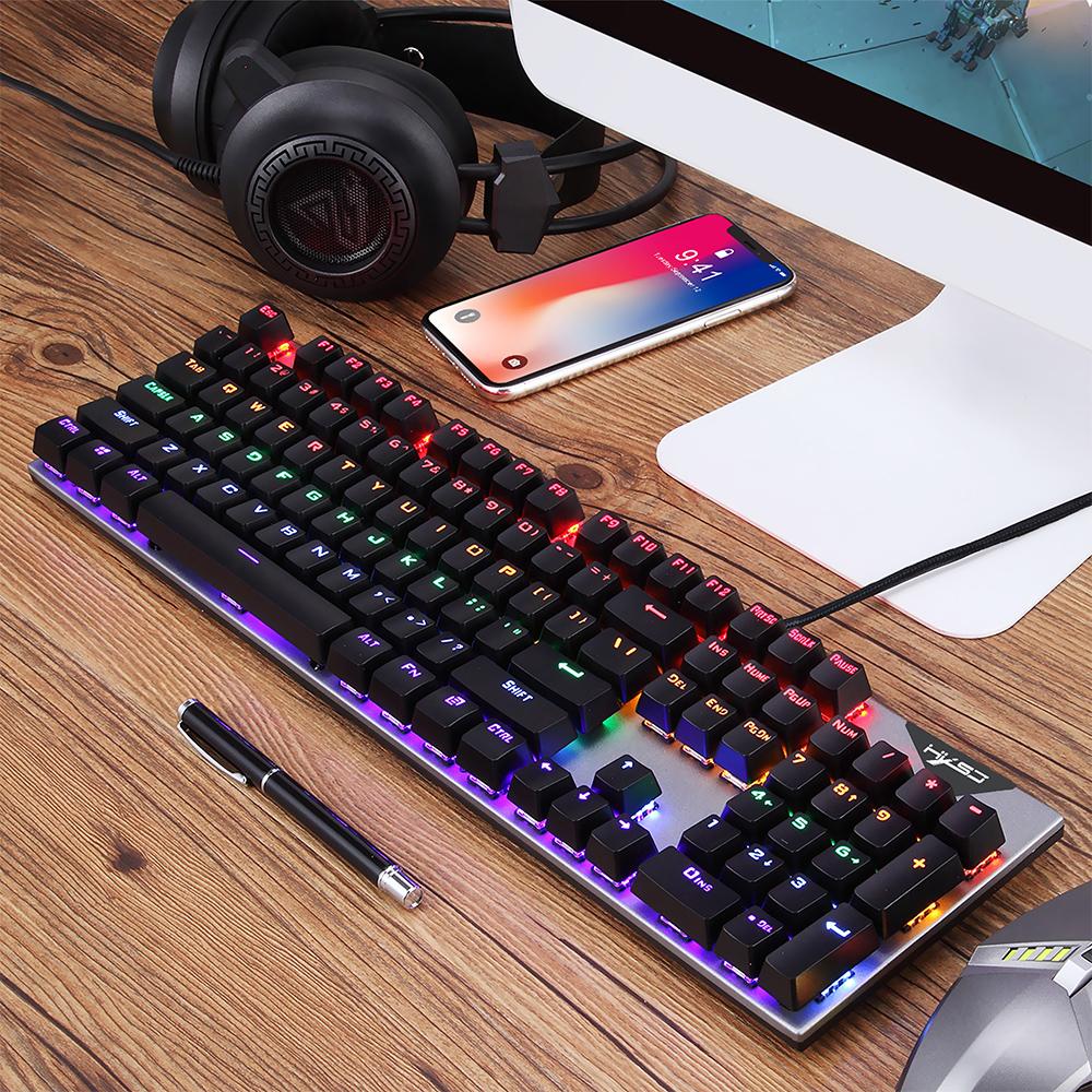 HXSJ L300 Wired 104-key Keyboard RGB Backlit Keyboard N-key Rollover Blue Switch