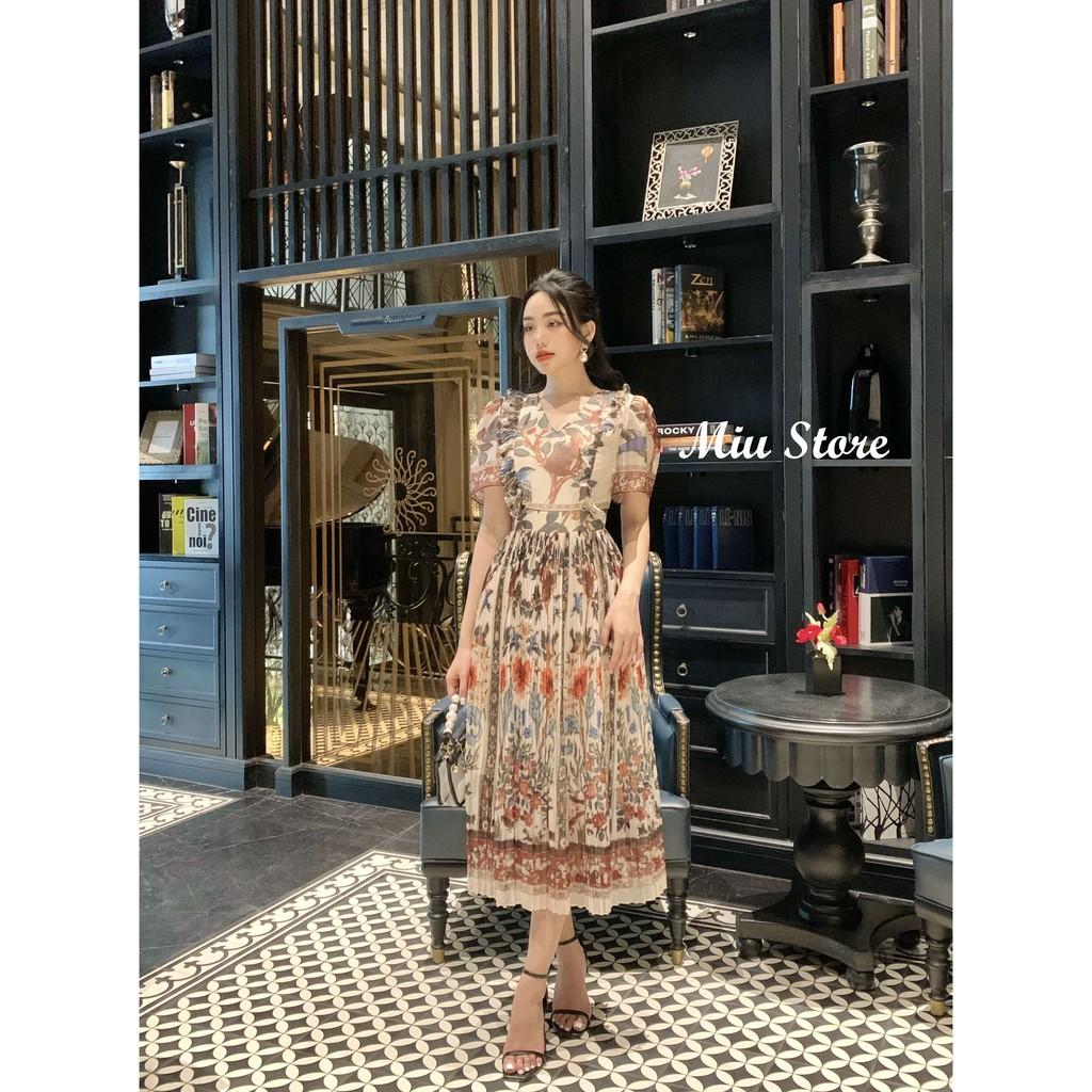 Đầm voan dập ly họa tiết vintage D00194