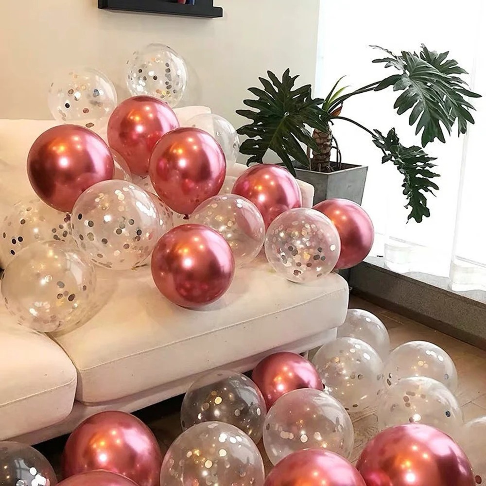 ( Bịch 30 bóng) Set bóng siêu nhũ + bóng trong kim tuyến) phụ kiện trang trí sinh nhật, tiệc tùng