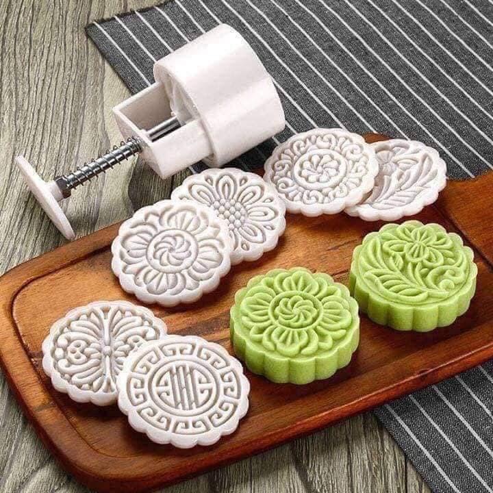 Bộ khuôn bánh trung thu 125g 4 đầu hoa