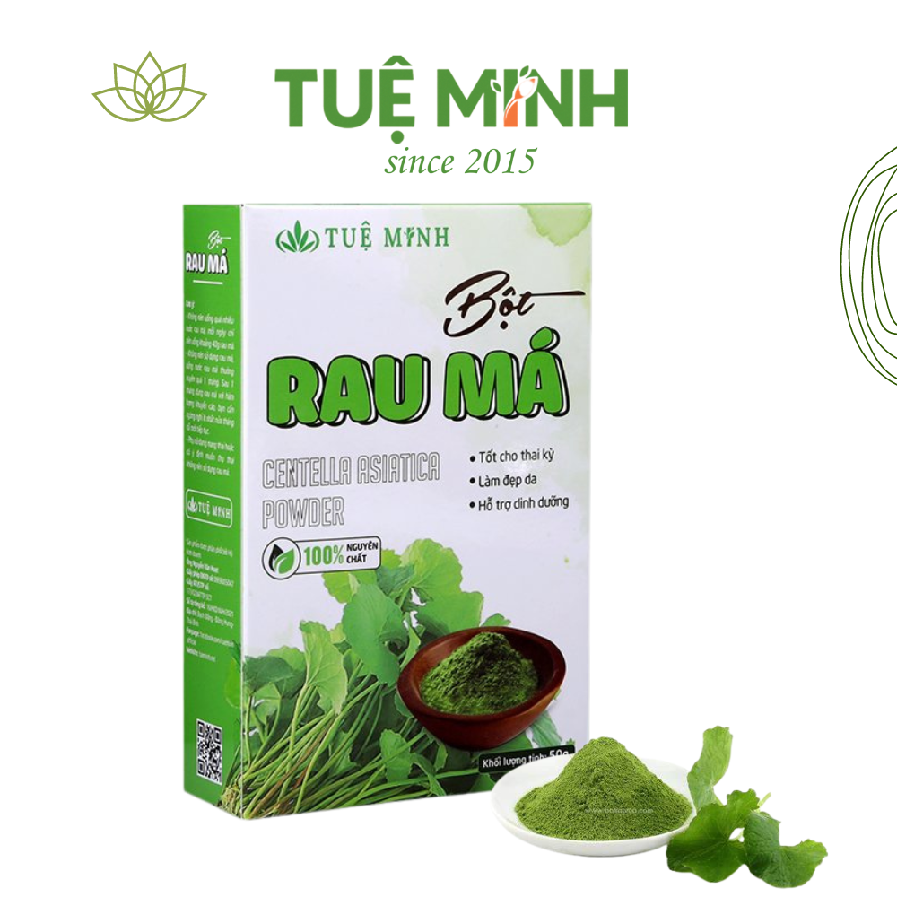 Bột rau má sấy lạnh nguyên chất 100% Organic Thương Hiệu Tuệ Minh hộp 50g