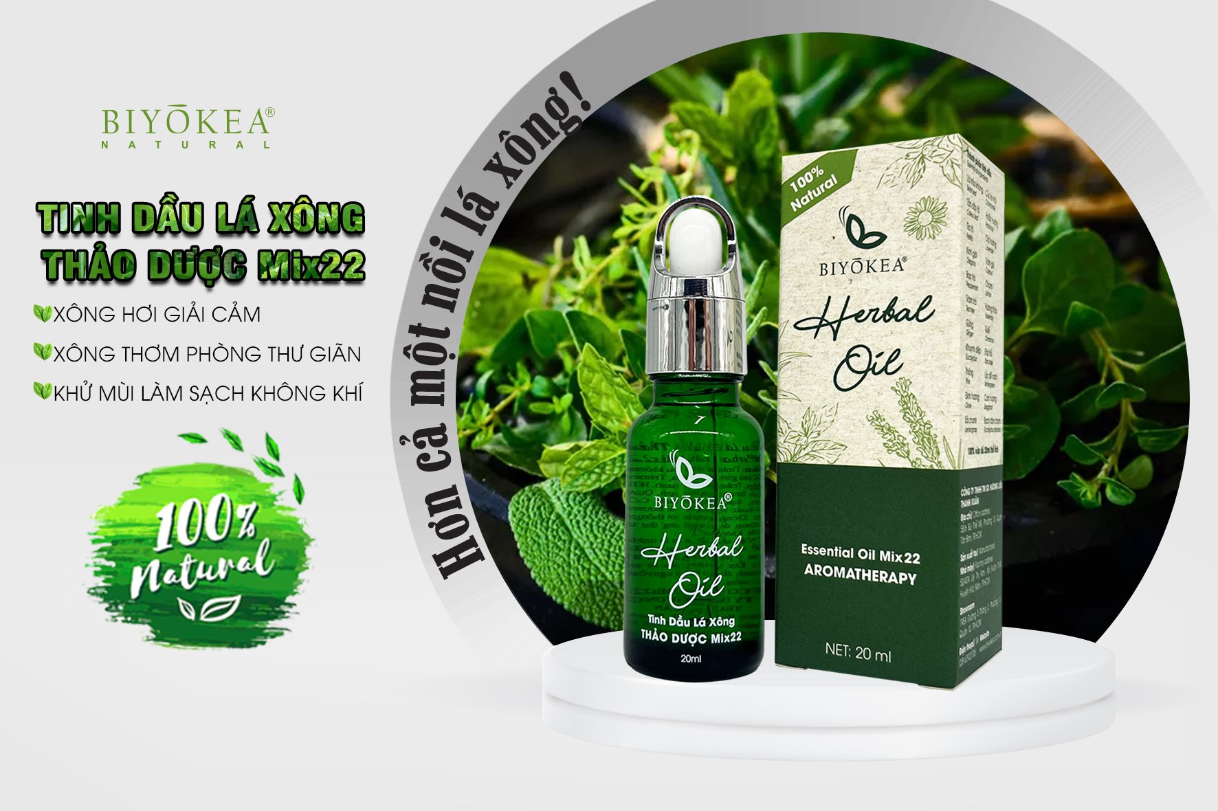 Tinh Dầu Lá Xông Mix22 Biyokea Thiên Nhiên Nguyên Chất 20ml