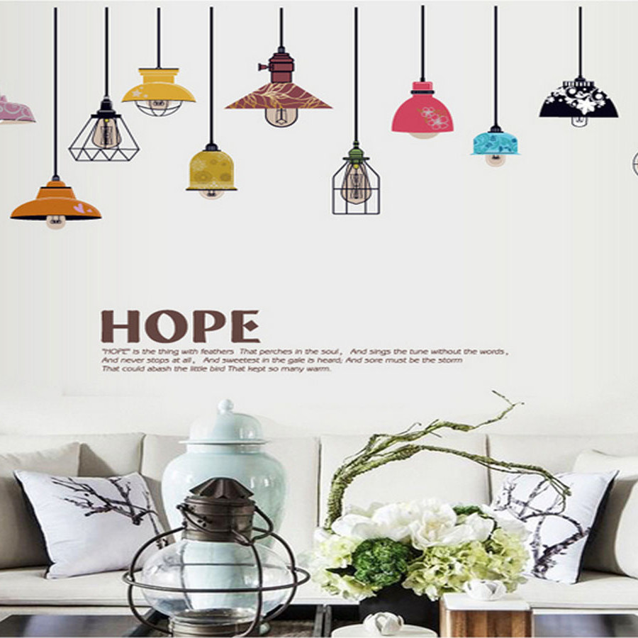 decal dán tường đèn treo chữ hope sk9144