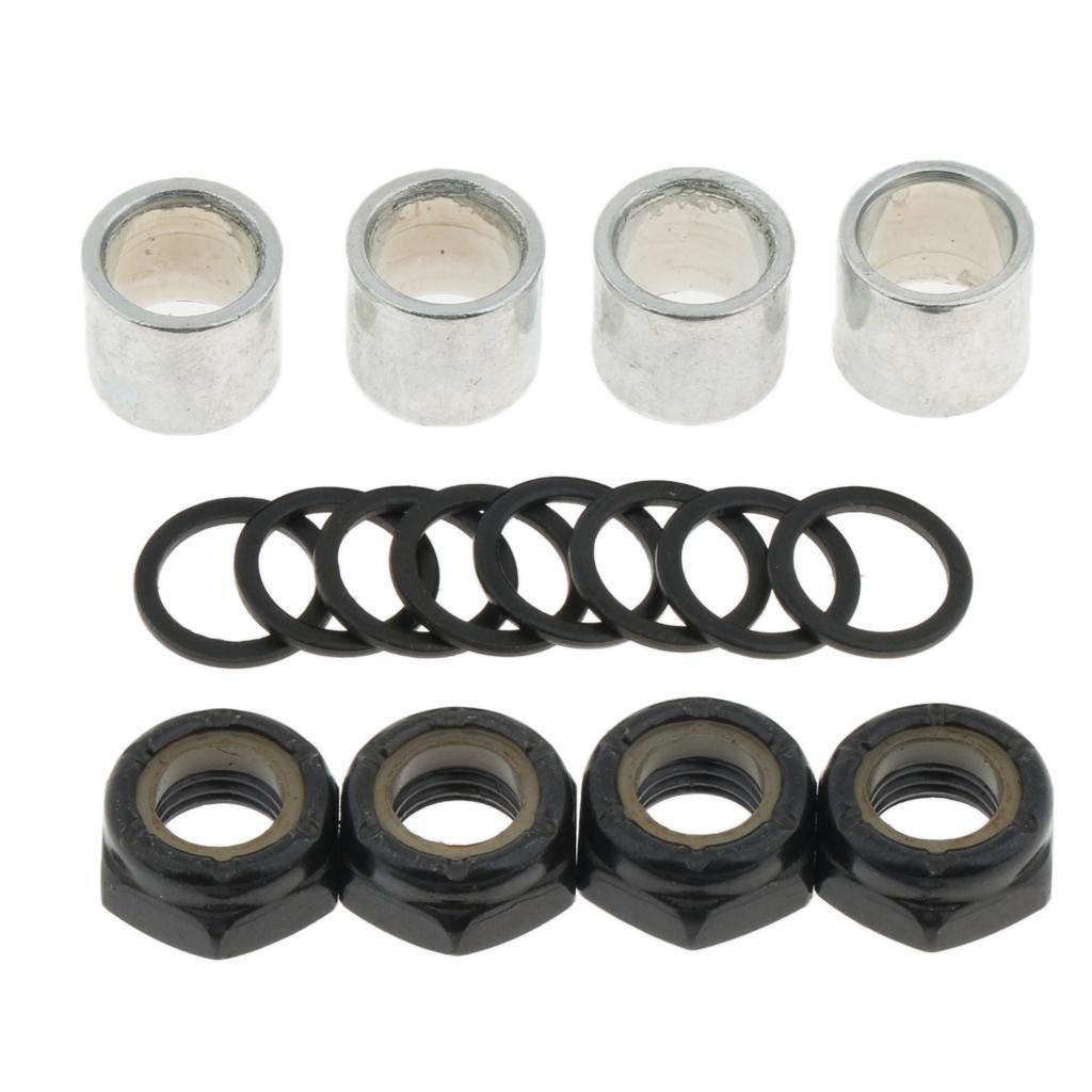 2x Skateboard Longboard Bearing Spacers Washers Rings Nuts Replacement Kit Outdoor Sports Small Tools Hardware