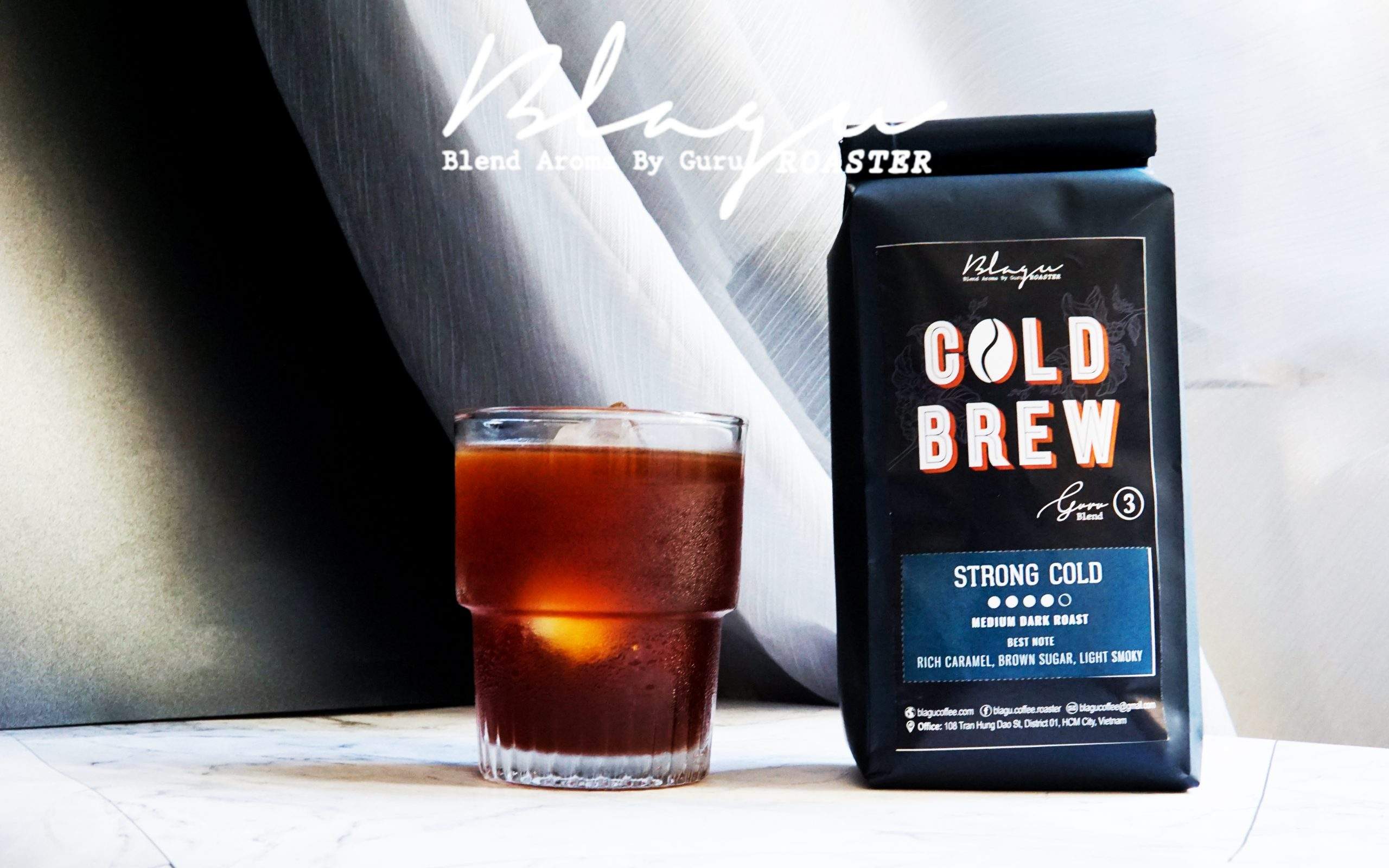 CÀ PHÊ BLAGU HẠT ĐÃ RANG, GURU 3 BLEND COLD BREW – STRONG COLD, MEDIUM ROAST, 250G