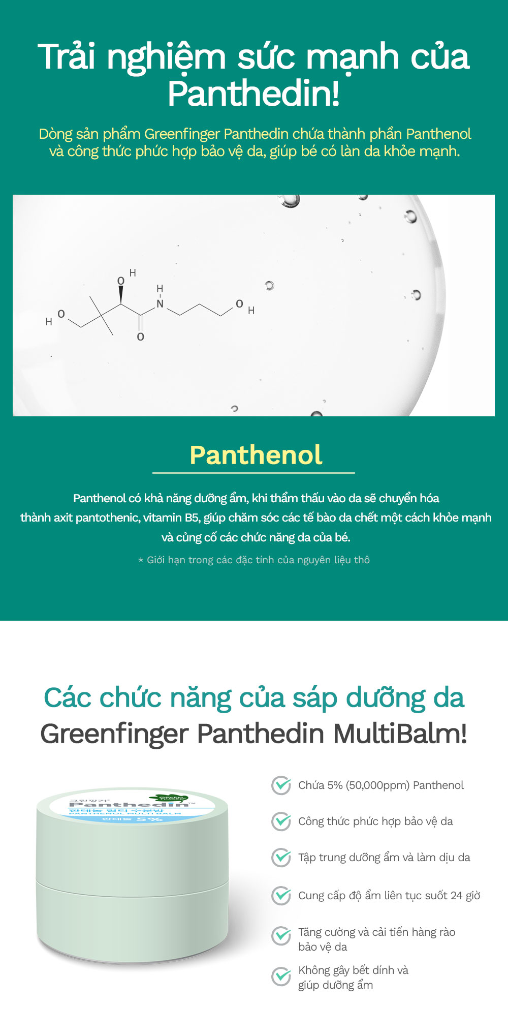 Combo 2 Sáp Dưỡng Ẩm Hàn Quốc Cho Bé Greenfinger Panthedin Panthenol Multi Balm 14G