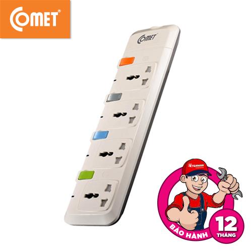 Ổ Cắm Điện Nối Dài Comet CESG2405 Có 4 Ổ 3 chấu Dây Dài 5m Có Công Tăng Riêng Biệt - Hàng Chính Hãng 