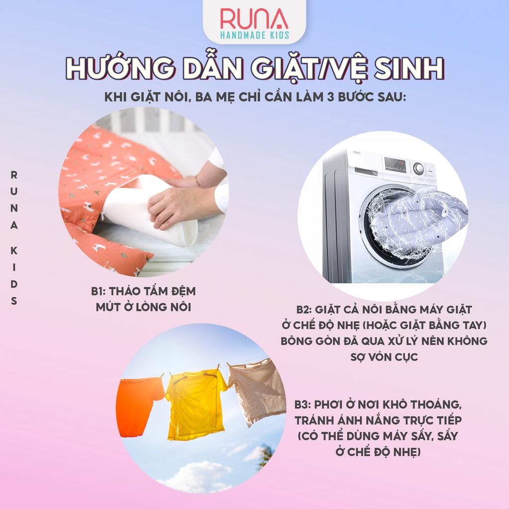 Nôi nằm chung giường cho bé sơ sinh Runa Kids chất liệu cotton Hàn cao cấp thoáng mát giúp bé ngủ ngon chống giật mình