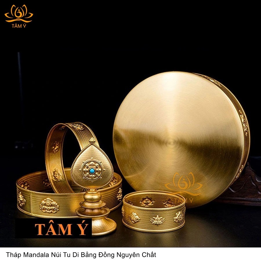 Tháp Mandala đồng nguyên chất MDL006 kim cương thừa, đồ thờ mật tông Tâm Ý