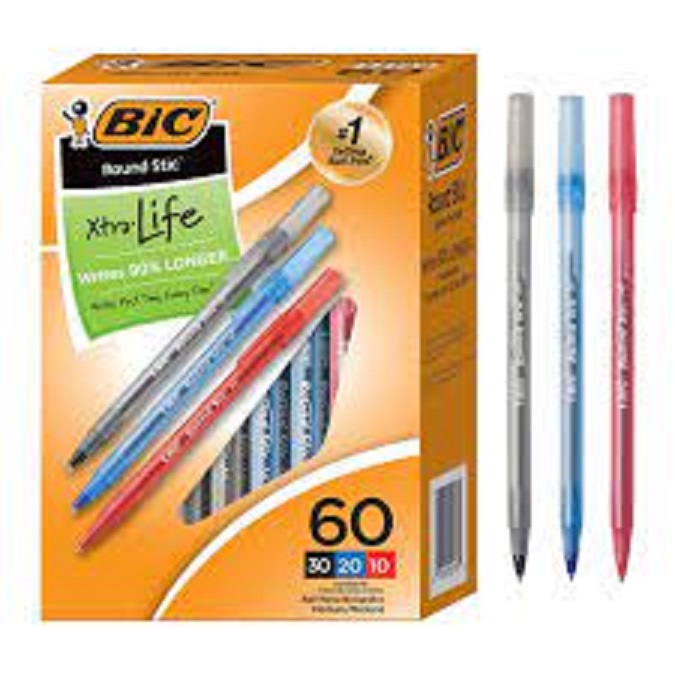 Combo 10-20-30 cây Bút bi Bic xanh giá sỉ - Bút Bic Round Stic Xtra Life, cỡ ngòi 1.0mm, Pen Tapping