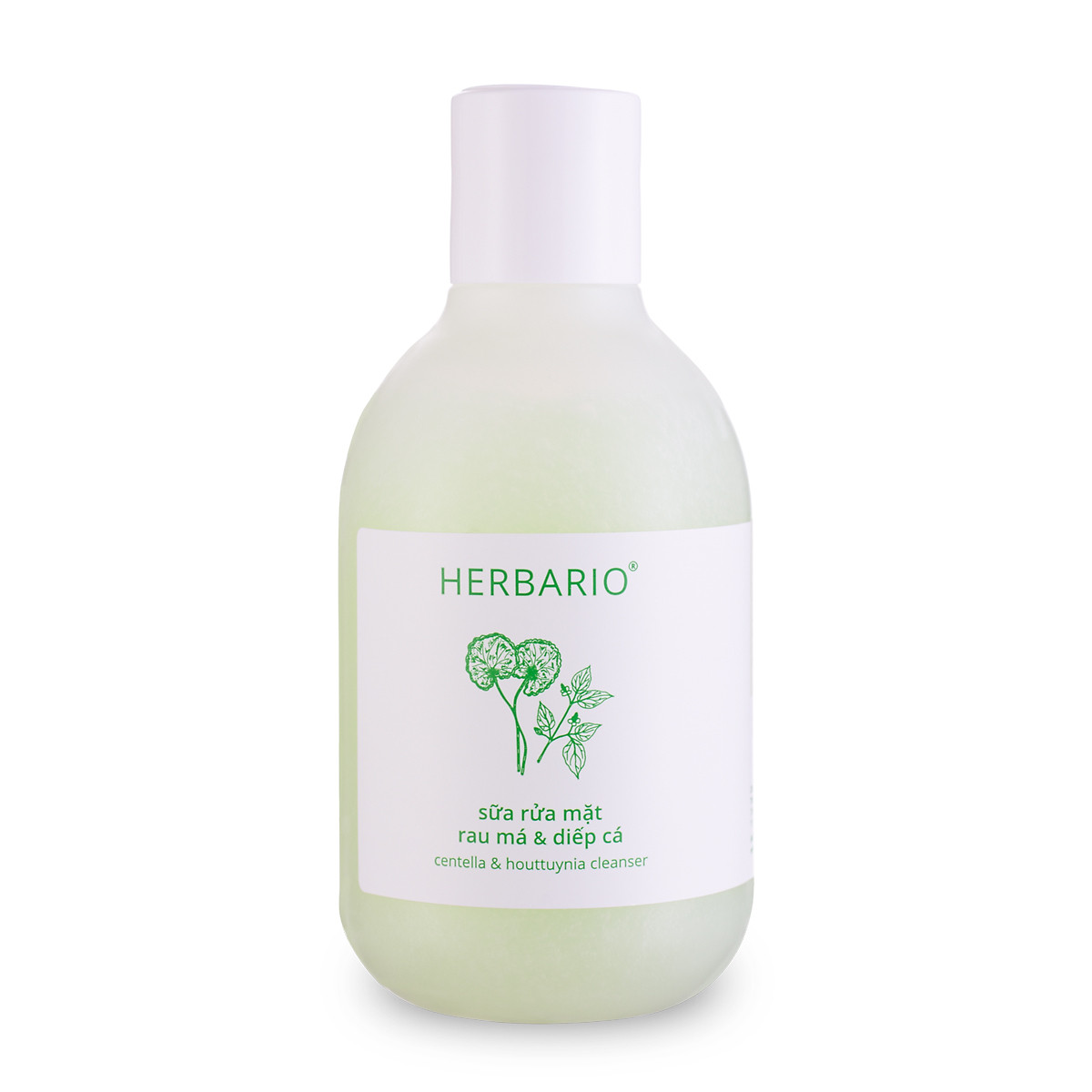 Sữa rửa mặt rau má và diếp cá Herbario 200ml thuần chay hết dầu nhờn, sạch mụn làm sạch lỗ chân lông - Vegan Mỹ phẩm thuần chay