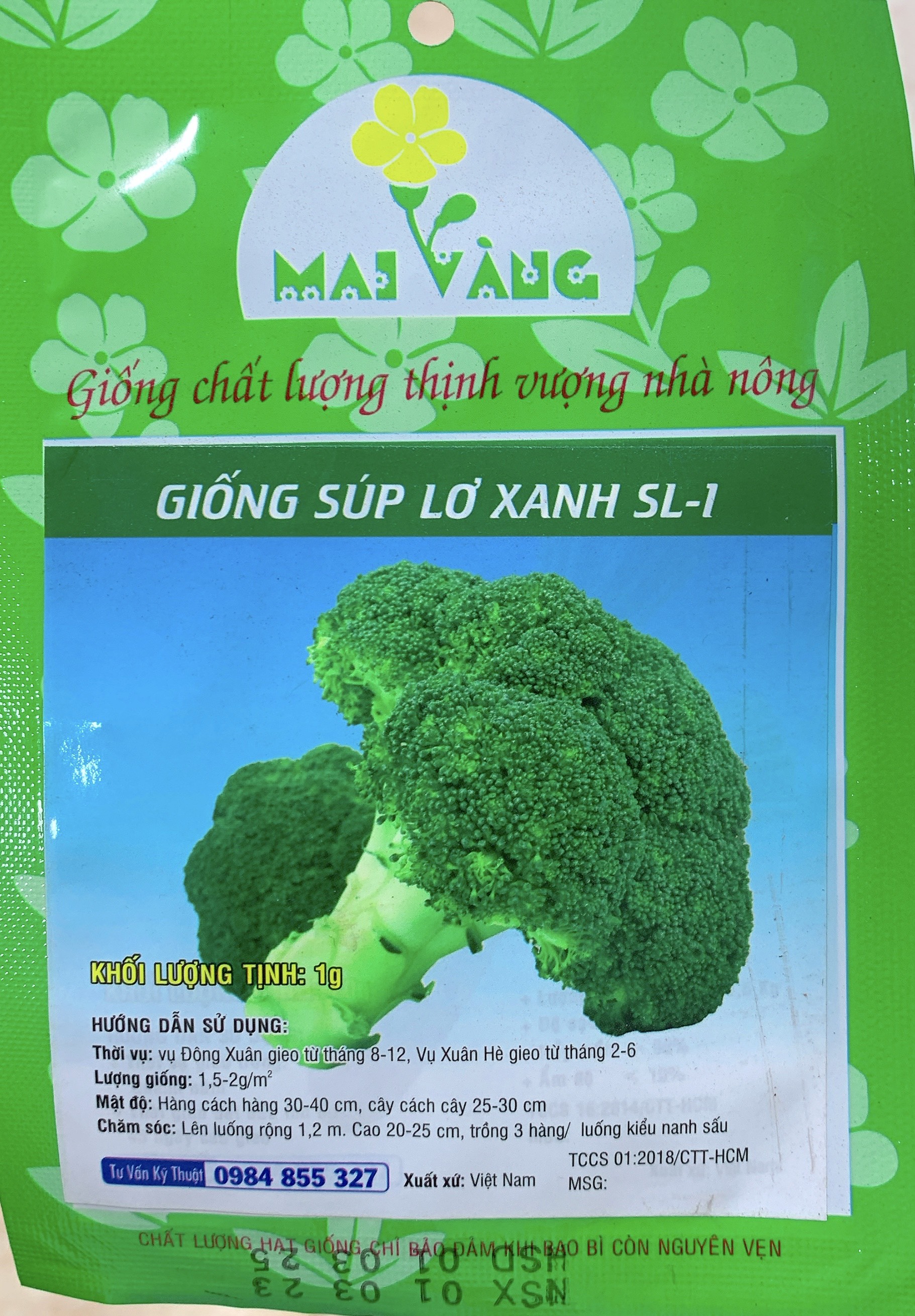 Hạt Giống Súp Lơ Xanh SL-1 - Gói 1Gr
