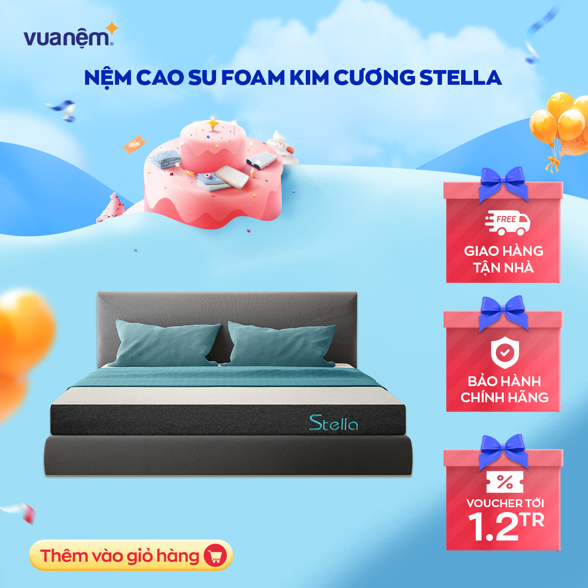 Nệm Cao Su Thiên Nhiên Foam Cao Cấp Kim Cương Stella 15cm Công Nghệ Kháng Khuẩn Chuẩn Châu Âu, Độ Đàn Hồi Tối Ưu, Nâng Đỡ Cơ Thể Tuyệt Đối