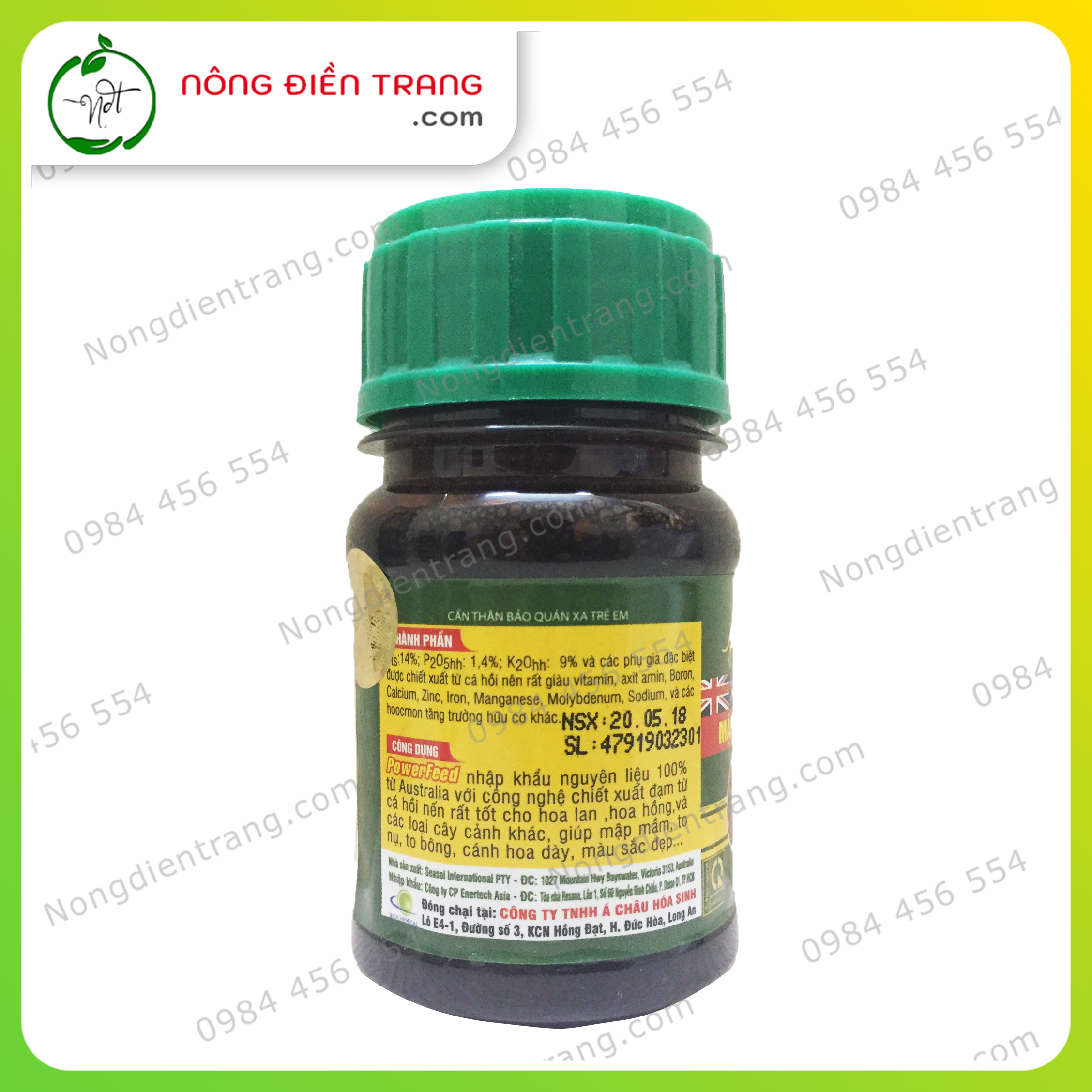 Phân Bón Lá Đạm Cá POWERFEED Nhập Khẩu Úc - Chai 100ml - Mập Mầm, To Hoa, Dày Cánh VTNN Nông Điền Trang