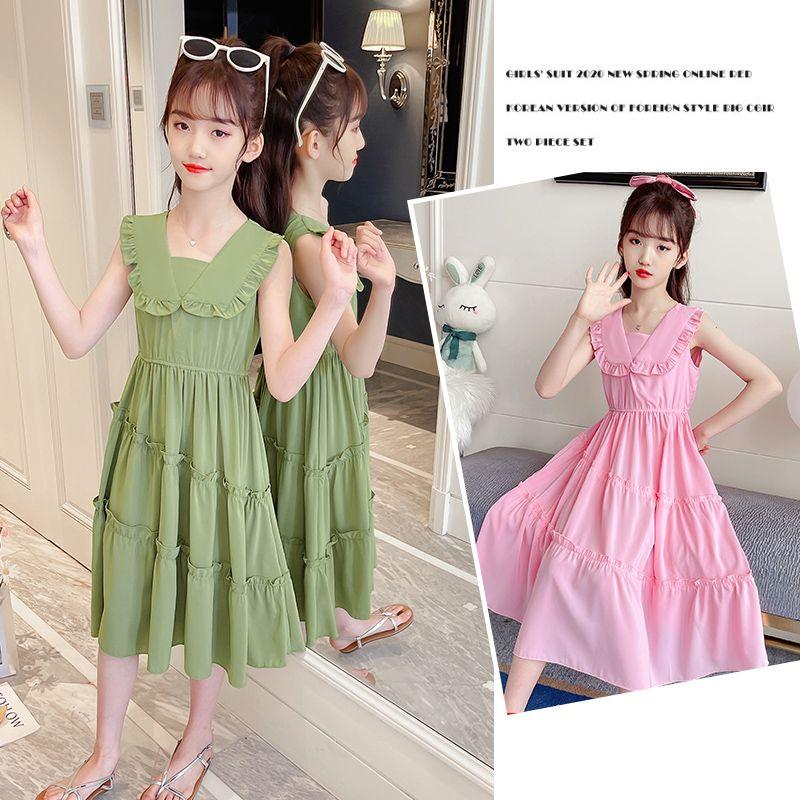 DONGSHOP HOT Cô gái mùa hè ăn mặc đầm công chúa trẻ em váy western net màu đỏ 2022 phiên bản Hàn Quốc lớn trẻ em ăn mặc cô gái mùa hè