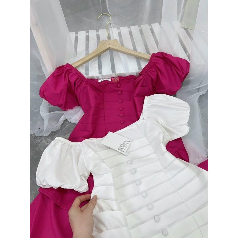 Váy tiểu thư 2 tùng xoè tay bồng siêu xinh