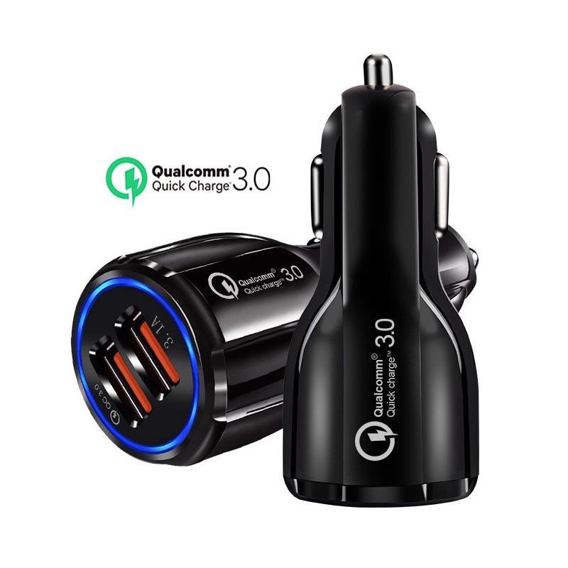 Tẩu sạc nhanh trên xe ô tô có 2 cổng USB QC 3.0 18W 3.1A cho điện thoại/máy tính bảng