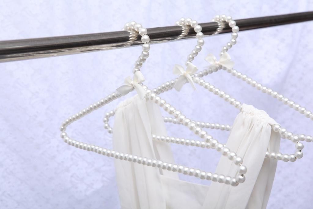 4-15pack Beaded Metal Clothes Trousers Hanger Hook for Children White