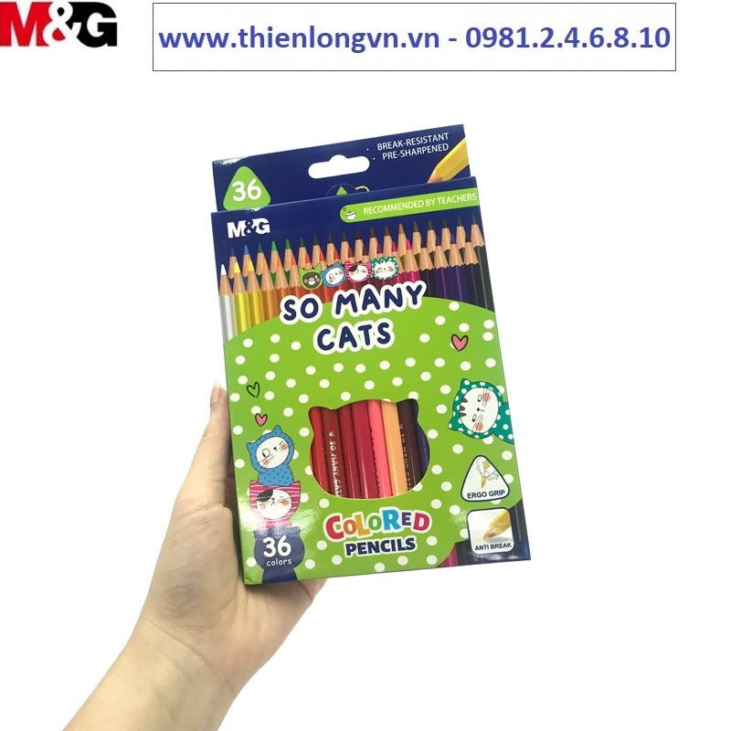 Chì gỗ 36 màu M&amp;G hình So Many Cat vỉ giấy - AWP343A3