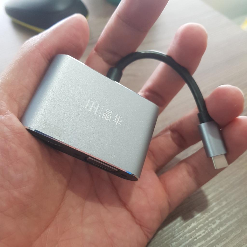 Hub Usb Type-c sang HDMI+VGA cho Táo, XPS, SS Dex hỗ trợ táo M1, M2 - JH Z321 - Hồ Phạm